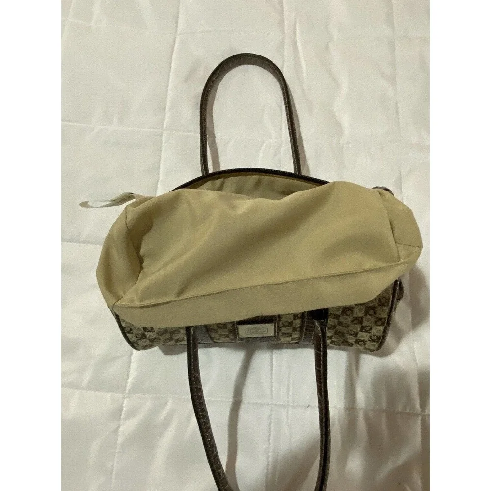 Liz Claiborne Monogram Brown Small Purse, Beige Lining Very G Cond - Picture 10 of 16